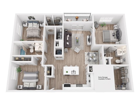 a 3 bedroom floor plan  395